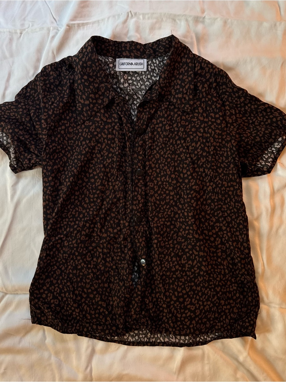 California Krush Vintage 90s Leopard Print Button Up Shirt